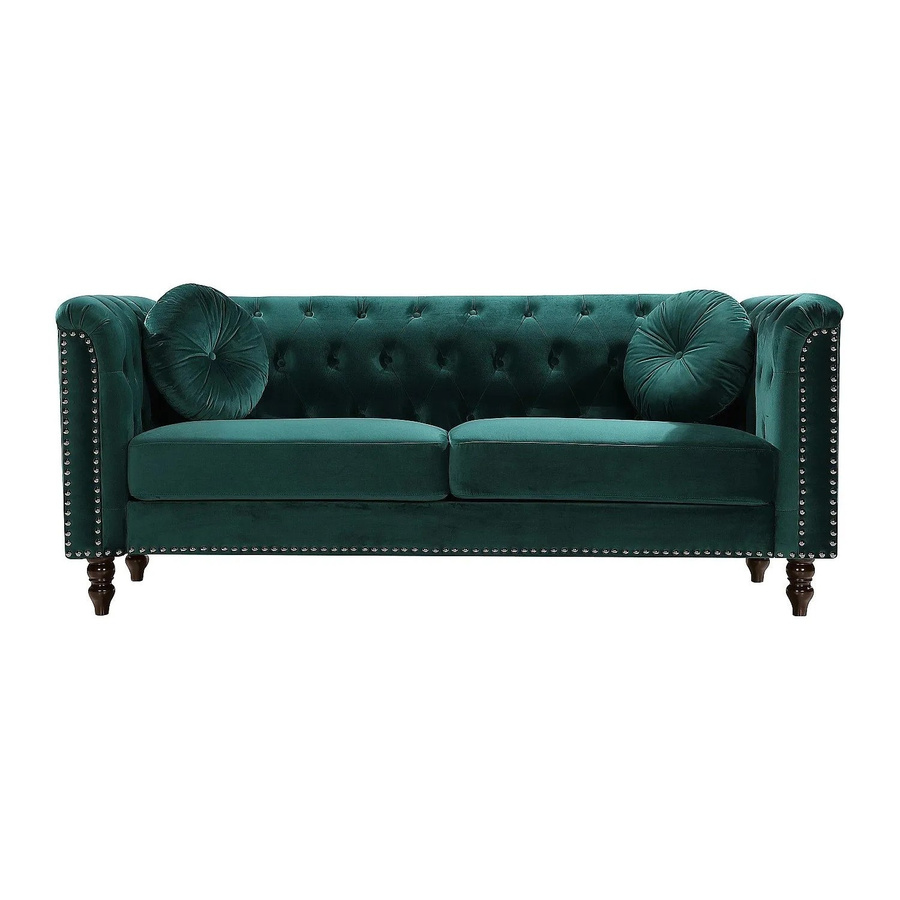 Vente-unique Sofa Turner ohne Schlafmöglichkeit in Smaragdgrün mit Samtbezug, Breite: 190 cm - Bild 2