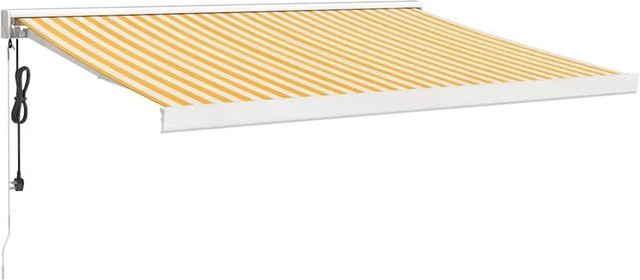 vidaXL Markise mit Motor, Gelb-weiß gestreift, B: 3,5 m, A: 2,5 m, aus Polyester und Aluminium - Bild 1