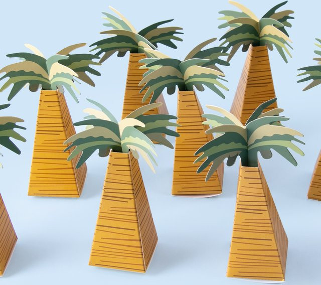 WEIGAO Kokospalme Papier Pralinenschachtel in Gelb für Hawaiian Tropical Party Dekoration und Sommer Geburtstagsgeschenke - Bild 1