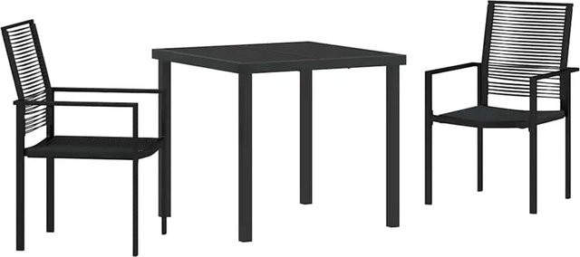vidaXL 3-teiliges Garten-Esszimmer-Set aus schwarzem PVC-Rattan mit rechteckigem Tisch und 2 Stühlen für Garten, Terrasse oder Balkon - Bild 1