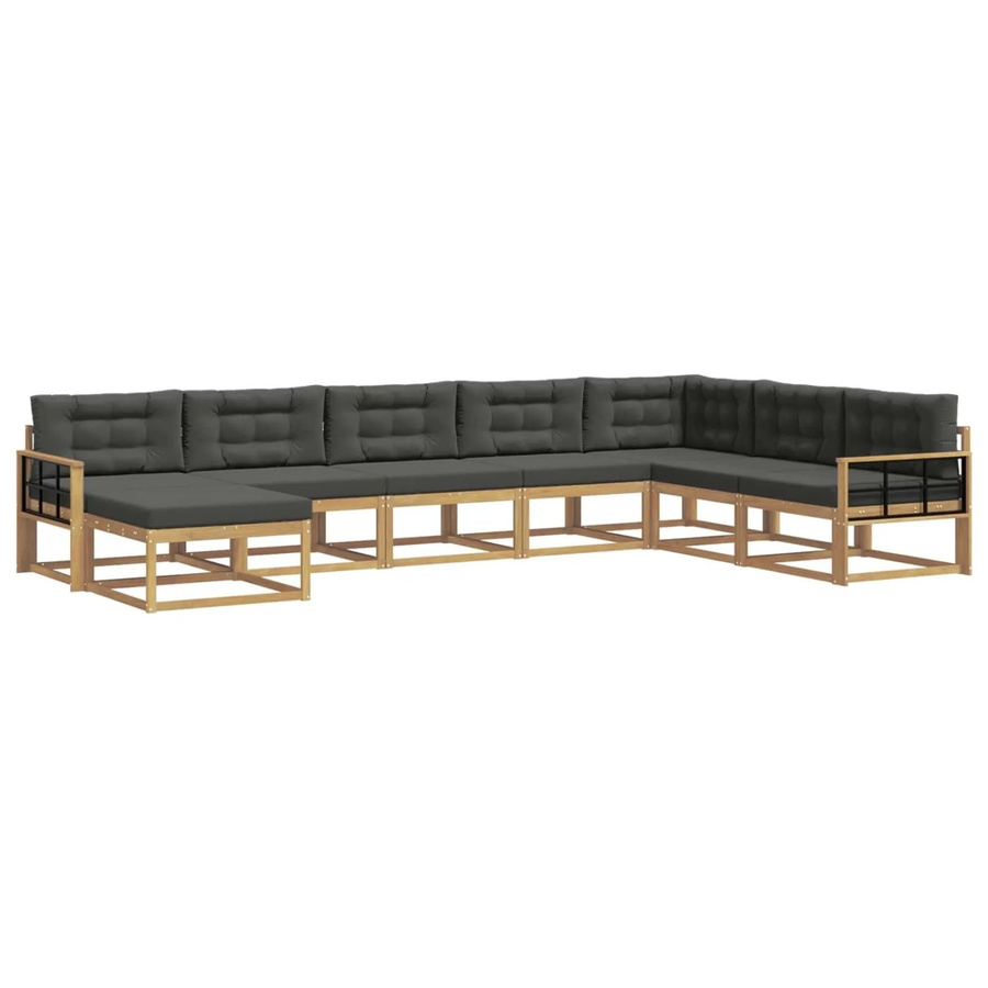 vidaXL Outdoor-Sofagarnitur aus Akazienholz in L-Form mit 8 Teilen, Weiß und Anthrazit - Bild 2