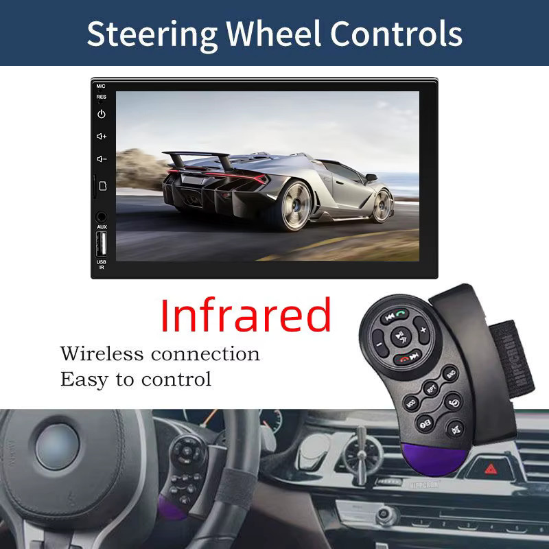 Sinovcle 1 DIN Autoradio Multimedia-MP5-Player mit 7 Zoll Touchscreen, Carplay und Android Auto, Schwarz, AUX/FM/USB/TF, 12V Universal - Bild 4