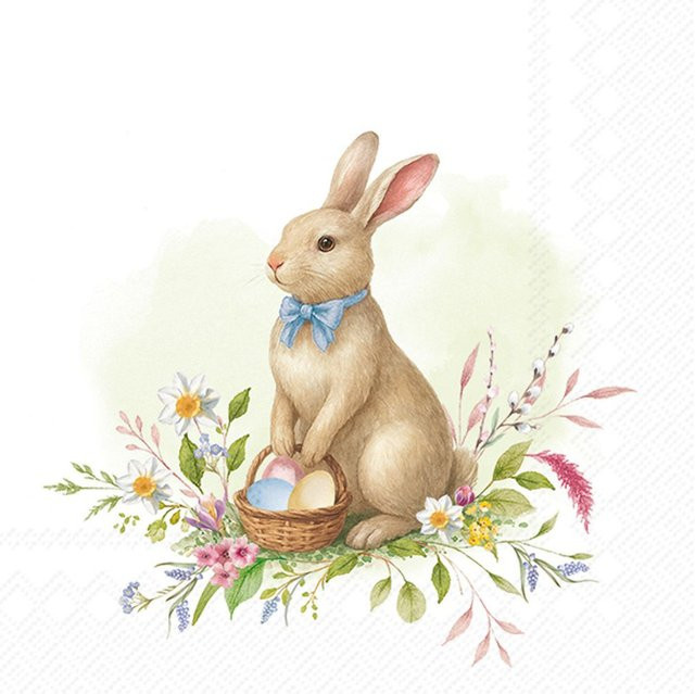 Serviette Easter Hopper mit Hasenmotiv aus Papier, Breite: 33,0 cm, Höhe: 33,0 cm - Bild 1