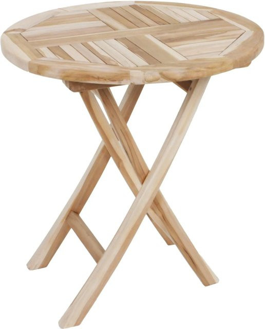 DELUKE Gartentisch MERLE Klappbarer Rundtisch aus Teakholz Natur B/T/H: 70 x 70 x 75 cm - Bild 1