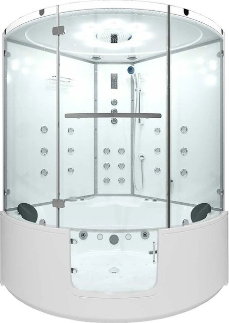 AquaVapore Dampfdusche Whirlpool Duschkabine mit Regendusche, Massagejets und LED-Beleuchtung, Weiß, B/T/H: 140 x 140 x 220 cm - Bild 1