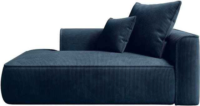 Vente-unique Recamiere Pineta Blau Cord ohne Schlaffunktion B: 180 cm, T: 115 cm, H: 67 cm - Bild 1
