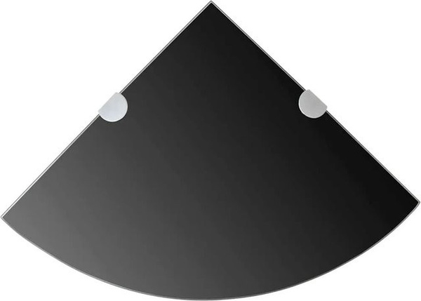 vidaXL Eckregale Set aus 2 Stück mit verchromten Halterungen aus schwarzem Glas, Wandmontage
