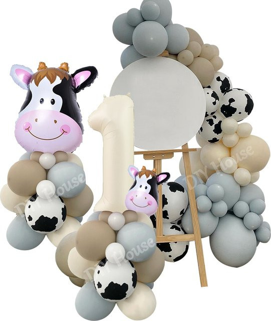 Bauernhof-Themen Ballons mit Schwein und Kuh für Kindergeburtstage, mehrfarbige Folienballons mit Tiermotiven zur DIY-Dekoration - Bild 1