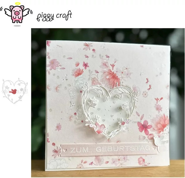 Piggy Craft Metall-Stanzformen für Scrapbook und Bastelarbeiten mit Vogel, Blatt und Liebesrahmen in Multicolour - Bild 1