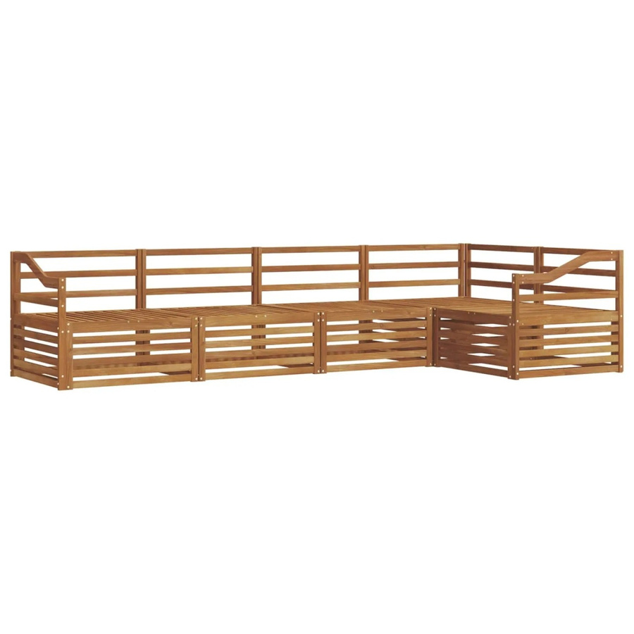 vidaXL Outdoor-Sofagarnitur 5-teilig aus Massivholz Akazie in Natur Braun, L-Form mit Ecksofa und Mittelsofas - Bild 2