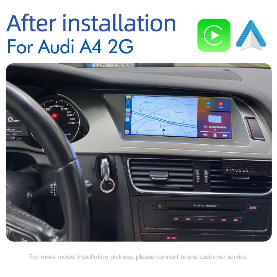 Nunoo Android 14 Multimedia Player für Audi A4 B8 und A5 mit 8 GB RAM und 256 GB Speicher, CarPlay, GPS und MMI 2G CD Wechsler Unterstützung, Schwarz - Bild 4