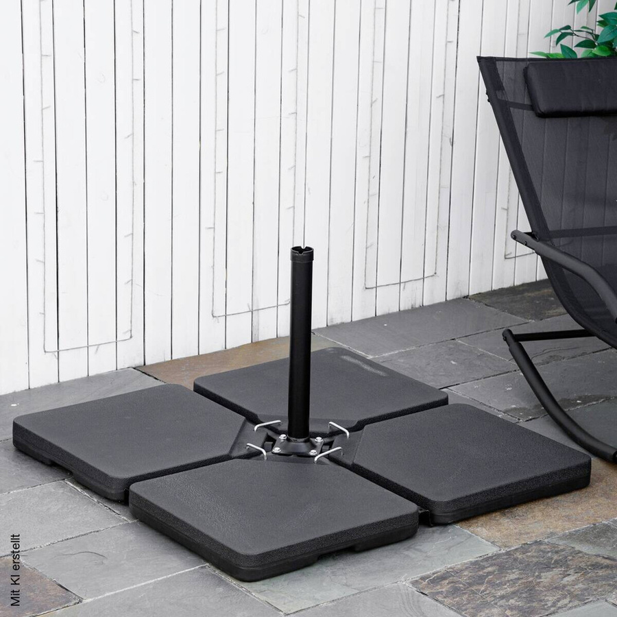 Outsunny Sonnenschirmständer 4-teilig mit Schirmgewichtplatten aus Kunststoff in Schwarz, B/H/L: 100 x 6,8 x 100 cm - Bild 4