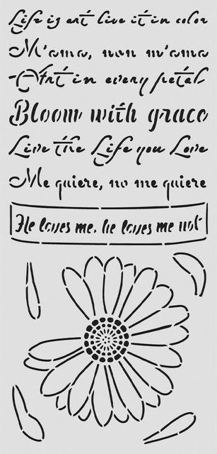 Stamperia Schablone Daisy Art He loves me in Weiß aus PET - Bild 1