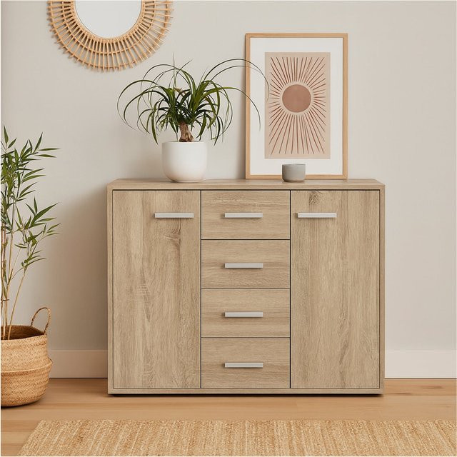 HTI-Living Sideboard Nina modern mit 4 Schubladen in Eiche und Beige - Bild 1