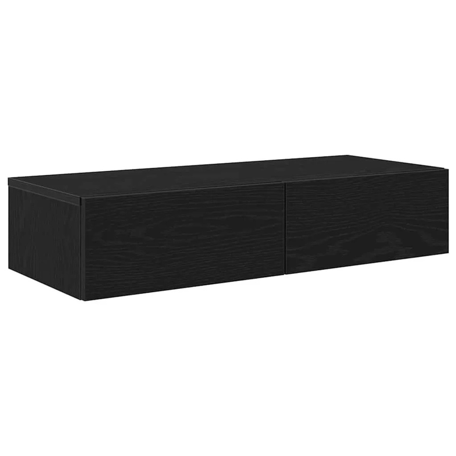 vidaXL Wandregal mit Schubladen aus Holzwerkstoff in Schwarz matt, B/T/H: 80 x 33 x 17 cm - Bild 2