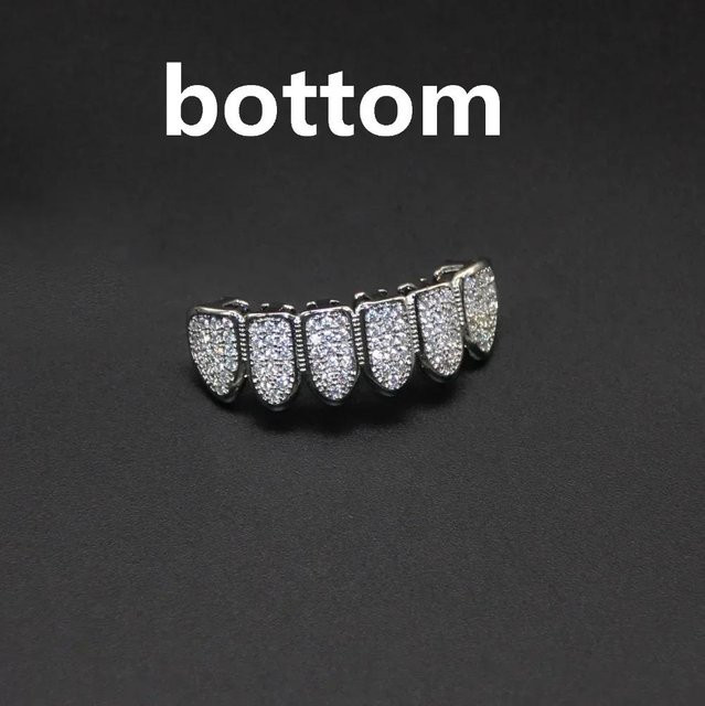 YULIN Grillz Set, Messing, Silber, Zirkonia, Unisex - Bild 1