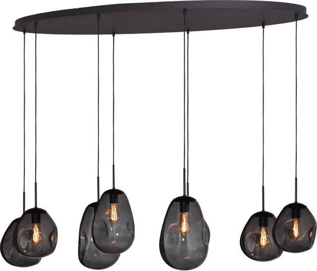Masterlight Lava Pendelleuchte 8-flammig oval in Rauchgrau mit Glas aus Metall und Glas - Bild 1
