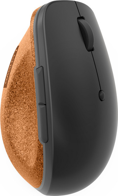 Lenovo Go Kabellose Ergonomische Maus für Rechtshänder mit 6 Tasten und USB-Empfänger in Grau und Kork - Bild 1