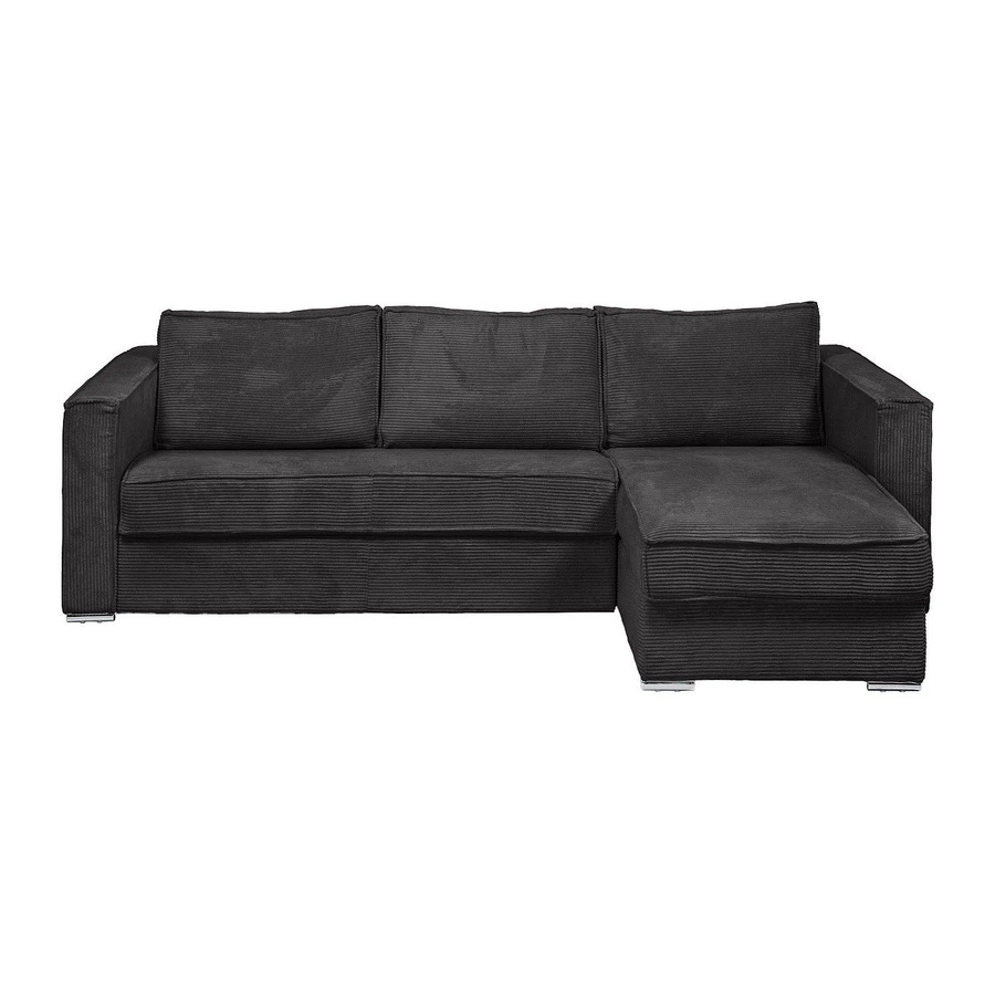 Vente-unique Schlafsofa Loreto in Anthrazitgrau mit L-Form und Polsterung, Breite: 278 cm - Bild 2