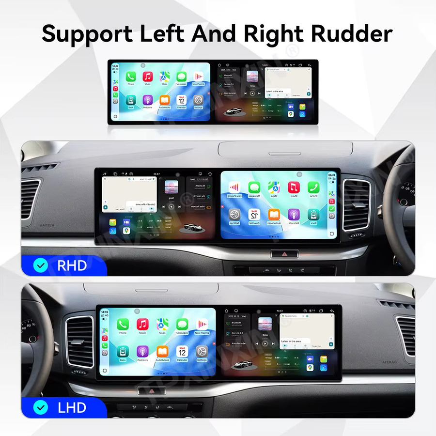TPXINXIN 11,5 Zoll Dual-Screen Android Carplay Autoradio mit GPS und Navigation für Volkswagen Sharan 2012-2019, Multimedia-Player in Schwarz - Bild 4