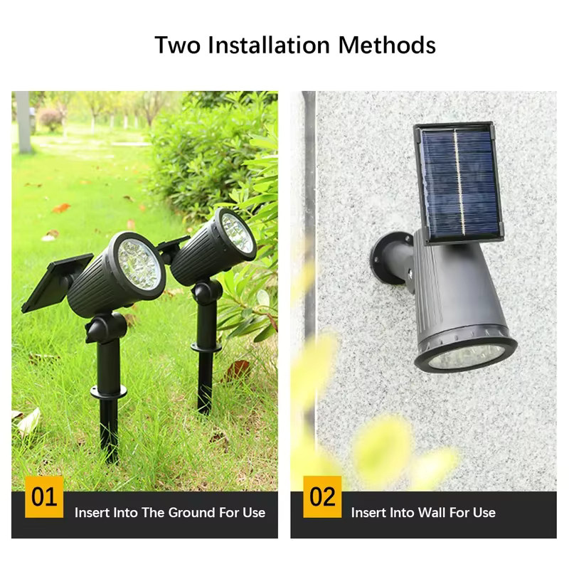 XIWANGFIRE Solarstrahler mit 9 LEDs in Schwarz, verstellbare LED-Außenbeleuchtung für Garten und Rasen mit warmweißem Licht - Bild 3