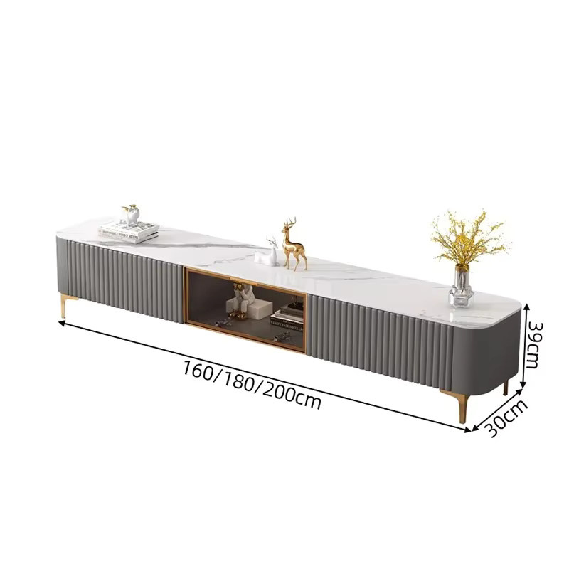 ANGDUO TV Schrank im modernen Nordic Design mit Schubladen, Weiß glänzend - Bild 2