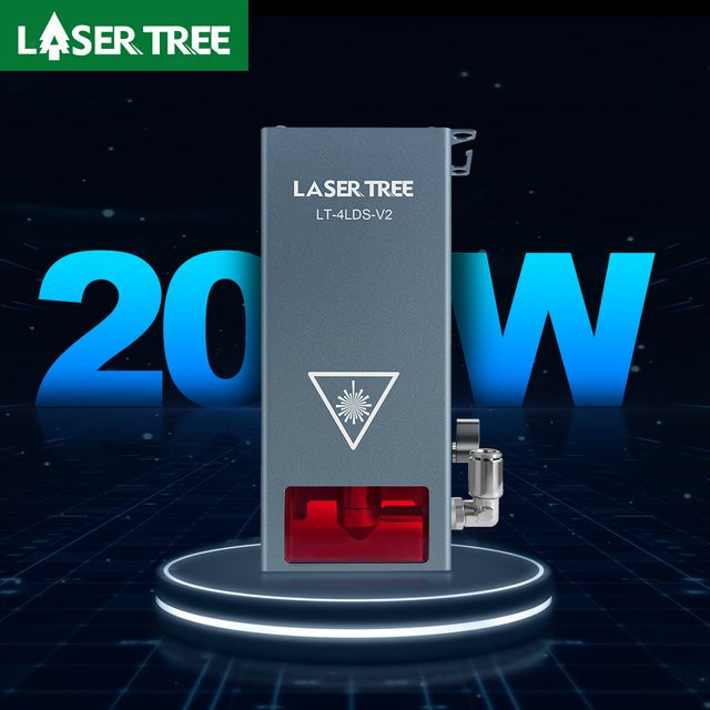 LASER TREE V2 Lasermodul mit 20 W optischer Leistung, TTL-Blaulichtmodul mit Luftunterstützung für Holzgravur und DIY-Schneidarbeiten, Grau - Bild 1