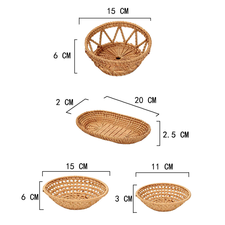 Handgefertigter Rattan-Gewebekorb von DOORSACCERY in Braun als Serviertablett für Obst, Brot und Snacks - Bild 4