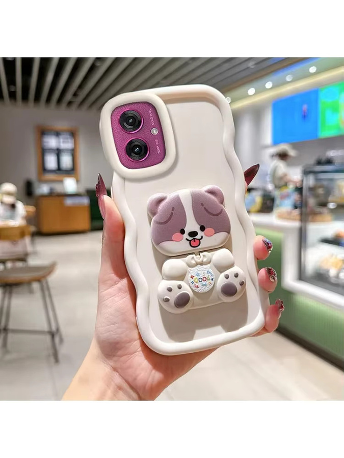 Wellenförmige Silikon Schutzhülle für Motorola G84 G45 G86 G75 G82 G55 G64 G60 G54 G56 G52 G71S G53 G40 in Lila und Weiß - Bild 2