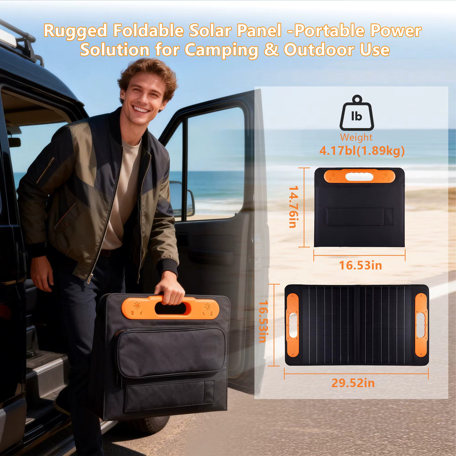 ELEGEEK Hochleistungs-Solarpanel in Schwarz, faltbares und tragbares Solarladegerät mit 5V/12V/16V-Ausgang für Camping und Powerstation - Bild 5