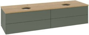 V&B Waschtischunterschrank Antao ohne Frontstruktur, Wandmontage, Eiche Honig und Grau, B: 160 cm, T: 50 cm - Bild 1