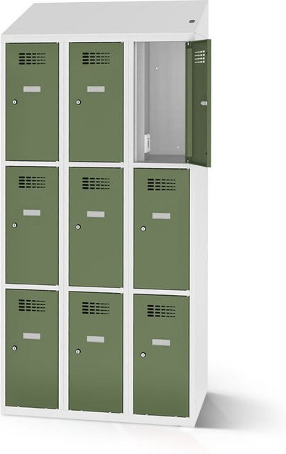 rotstahl Fächerschrank mit Ladefunktion und 9 Fächern in Hellgrün, B: 90 cm, H: 200 cm - Bild 1