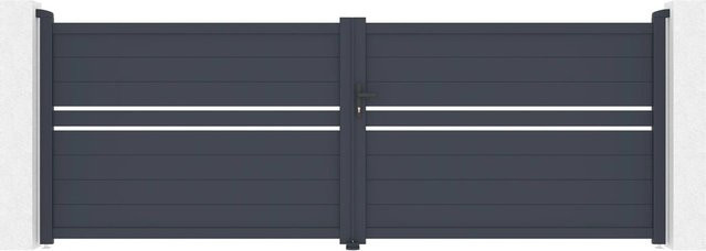 Casanoov Flügeltor Cimone Doppel-Schwingtor aus Aluminium in Anthrazit und Grau mit Ranger B150 Motorisierung, B/H: 400 x 140 cm - Bild 1