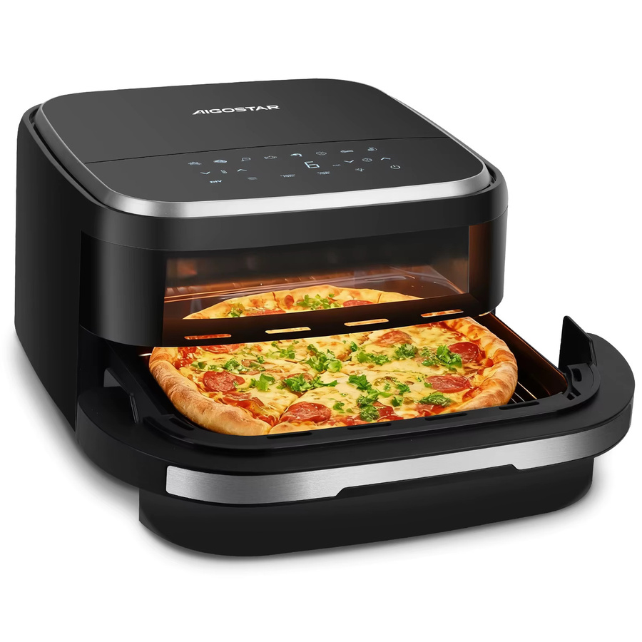 Aigostar Heißluftfritteuse Schwarz mit 2200W, XL Garfläche, Sichtfenster, Touchscreen und 11 Programmen - Bild 7