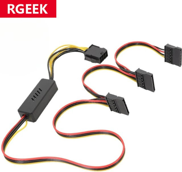 RGEEK ATX EPS 8Pin zu SATA Netzteilkabel mit Spannungsreglerchip, Schwarz - Bild 1