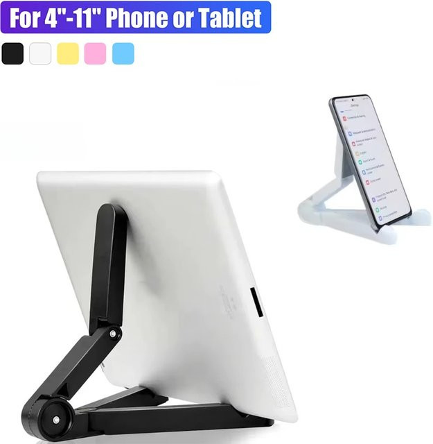 KAFNHCKA Universeller faltbarer Tablet-Ständer und verstellbarer Handyhalter in Schwarz - Bild 1