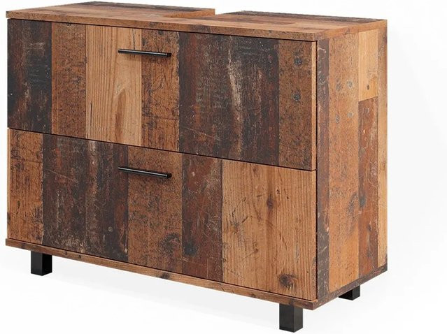Vicco Waschtischunterschrank Ilias Old Style in Eiche Brown mit 2 Schubladen, B/T/H: 80 x 61 x 23,55 cm - Bild 2