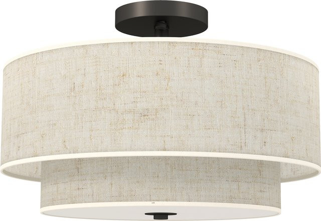 HOMCOM Deckenleuchte Runde Deckenlampe mit 3 x E14 Fassung aus Leinen und Metall in Creme, modern und minimalistisch für Wohnzimmer und Schlafzimmer - Bild 1