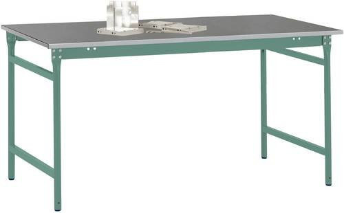 Manuflex Beistelltisch BASIS stationär mit Blechbelag-Platte in Graugrün, B/T/H: 150 x 60 x 78 cm - Bild 1