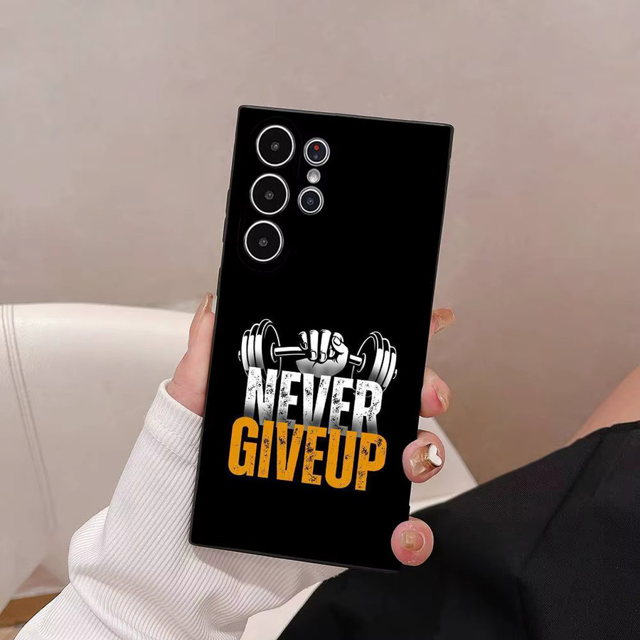 Give Never Up Frosted Soft Cover Handyhülle für Samsung Galaxy S25 S24 S23 S22 S21 S20 Ultra Plus in Schwarz - Bild 6
