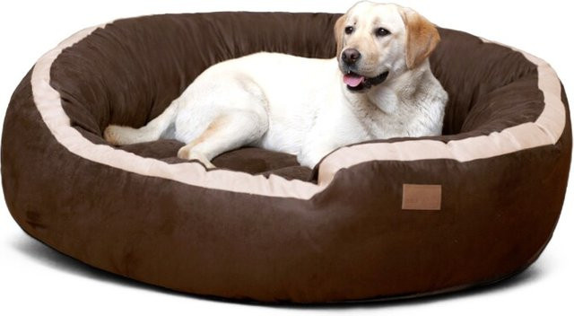 Tierlando LANA Hundebett Hundesofa aus Velours in Braun mit abnehmbarem Bezug und erhöhter Kante, B/T/H: 100 x 90 x 30 cm - Bild 1