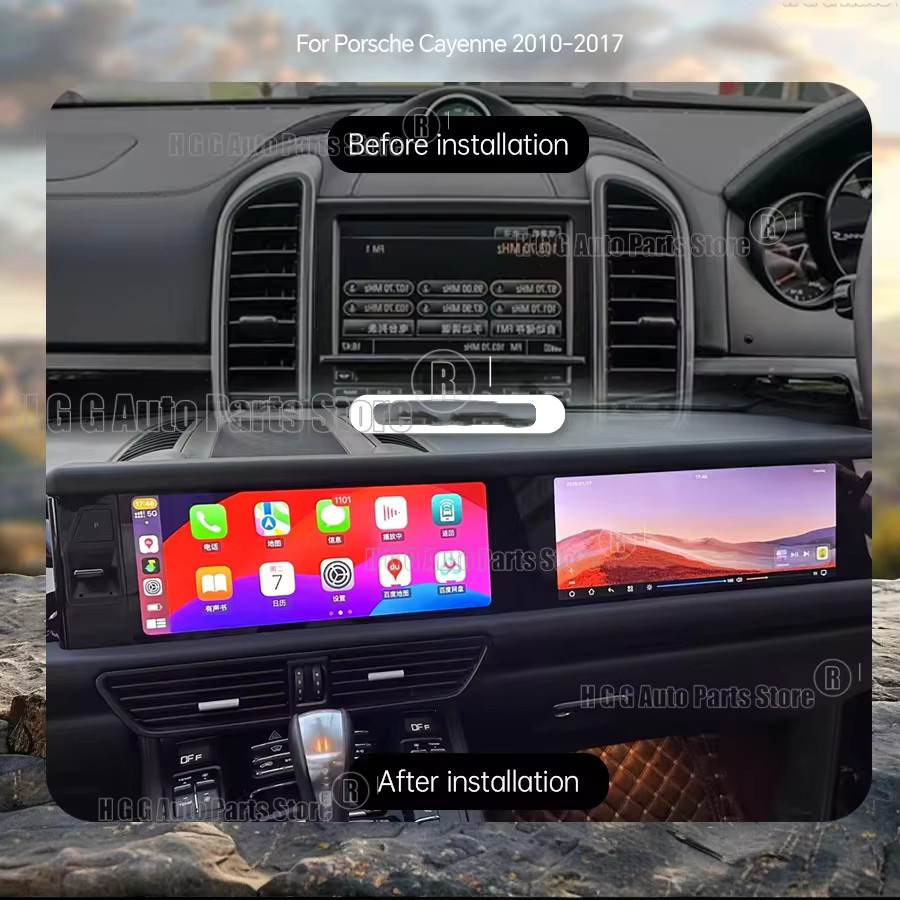 YANFU Dual Screen Android Multimedia Video Player mit Carplay für Porsche Cayenne 2010–2017, Rechtslenker, Schwarz, 2x 12,3 Zoll - Bild 4