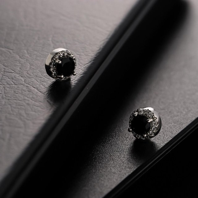 Ohrclip Herren, Titan, Schwarz, Diamant, Zirkonia - Bild 1