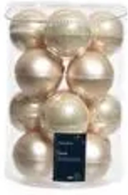 Kaemingk Weihnachtsbaumkugeln aus Glas in Weiß mit Perlen-Design, 16 Stück, Durchmesser: 8 cm - Bild 1