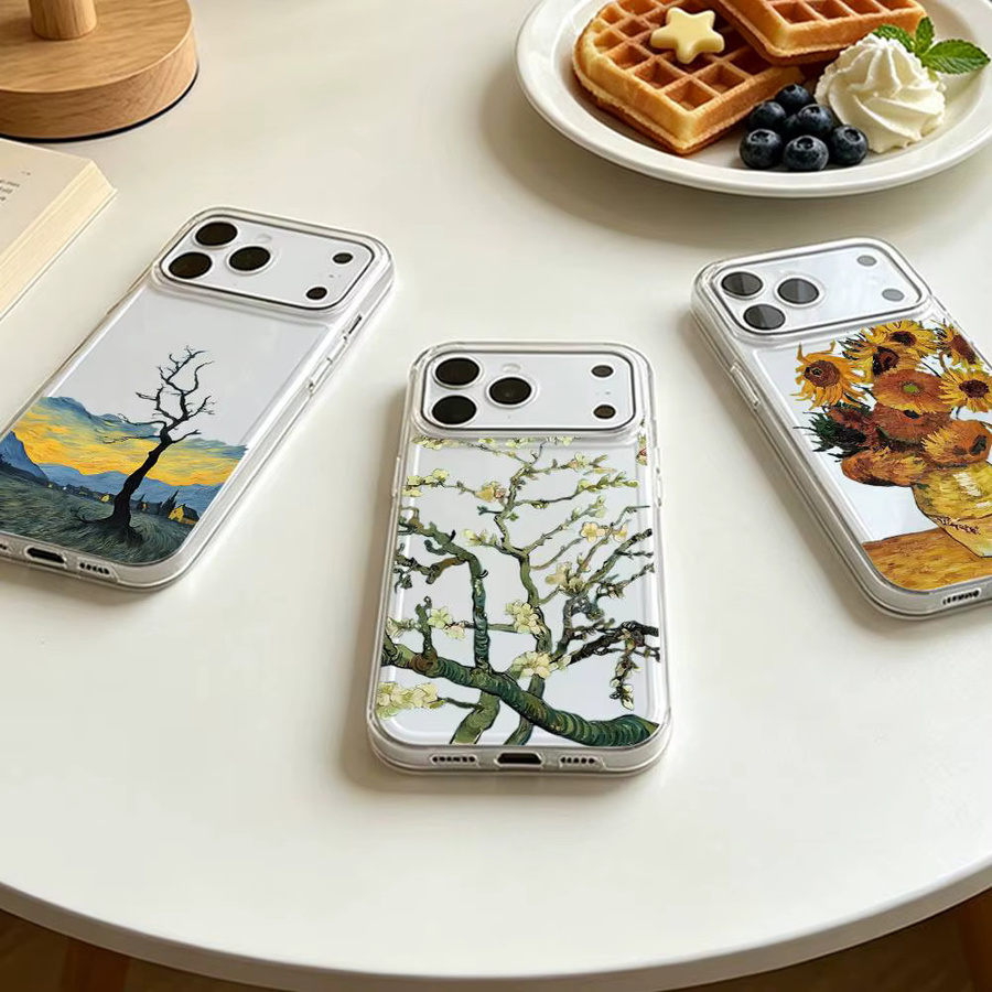 Luxus Handyhülle mit Van Gogh Ölgemälde Motiv aus Flüssigsilikon für iPhone 16 15 14 13 12 11 Pro Max und weitere Modelle, Multicolor - Bild 4