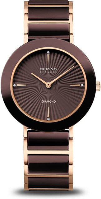 Bering Damenuhr, Quarz, Keramik, Edelstahl, Diamant, 35 mm, Braun - Bild 1