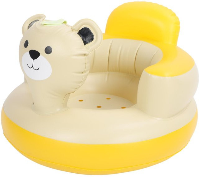 TOMTOP JMS Aufblasbarer Babysitz mit integrierter Luftpumpe und Rückenstütze aus PVC im Cartoon-Bär Design - Bild 1