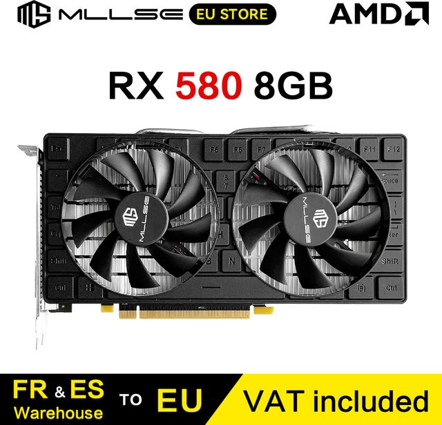 AMD Radeon RX 580 8GB GDDR5 Grafikkarte in Schwarz mit PCIe 3.0 x16 Anschluss für Desktop-Computer - Bild 1