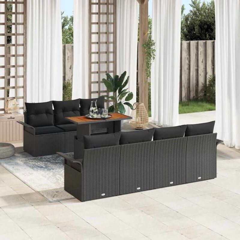 vidaXL Garten-Sofa-Set aus Poly-Rattan mit Speicherfunktion, 8-teilig, Schwarz - Bild 1