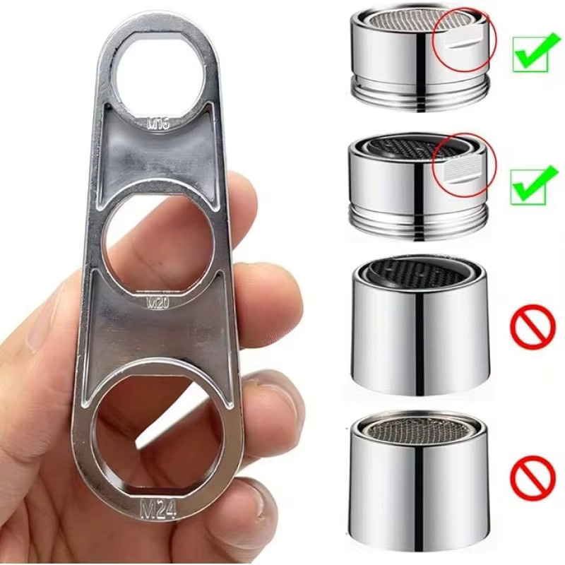 GUHE 2-in-1 Wasserhahn-Belüfter-Schlüssel zur Durchfluss-Einstellung in Silber - Bild 4